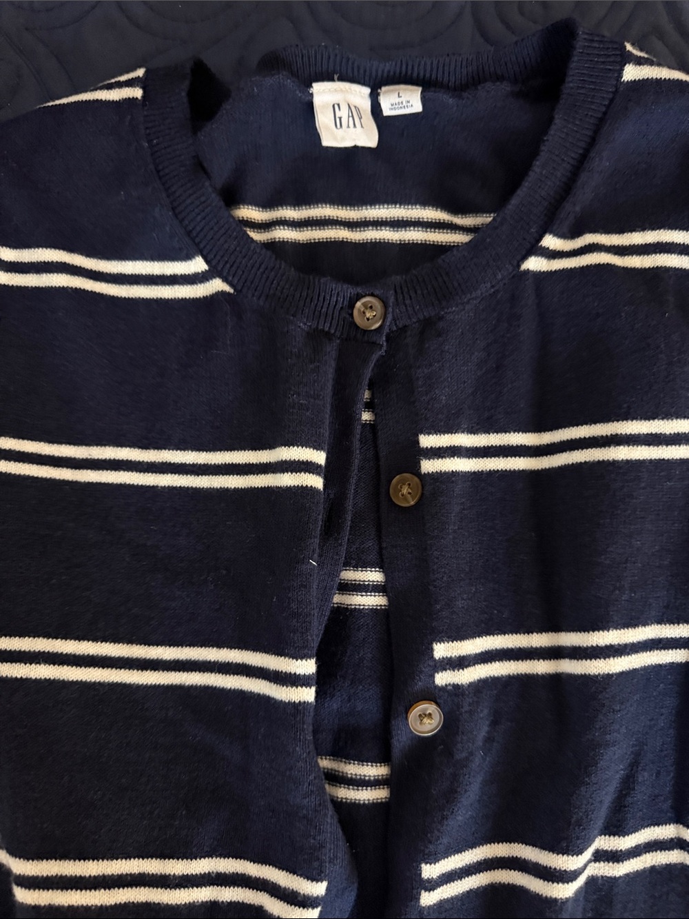 GAP Navy and White Striped women’s Sweater Cardigan